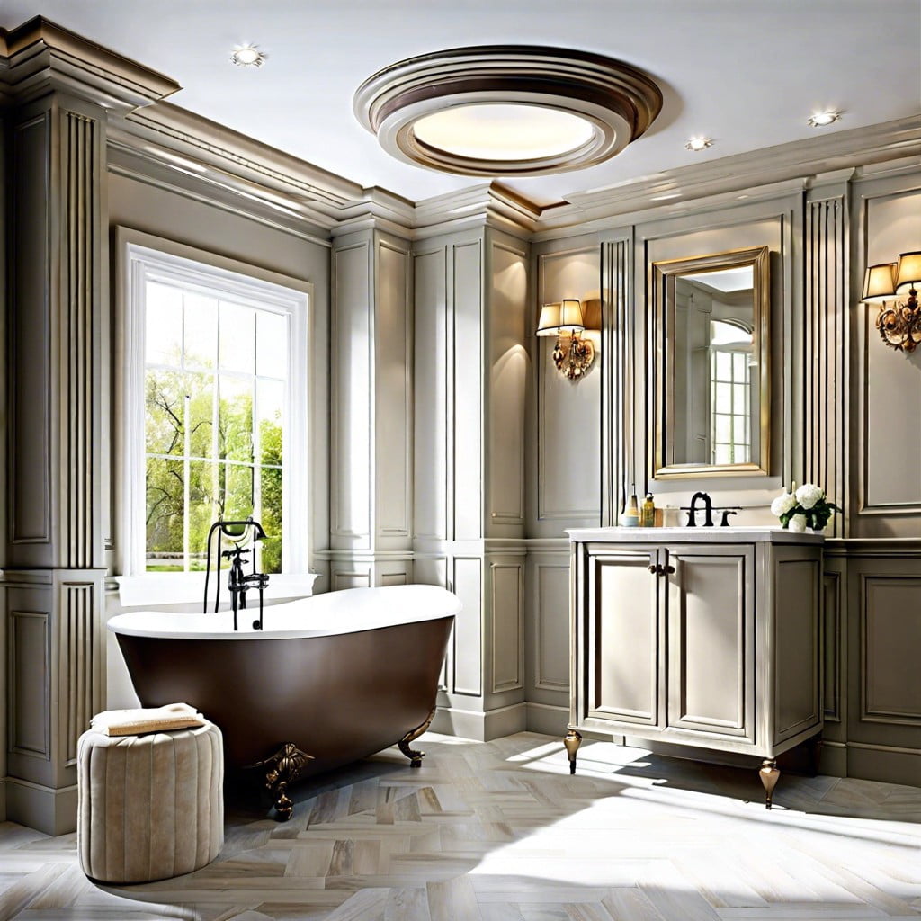 ceiling moulding styles for big and small bathrooms