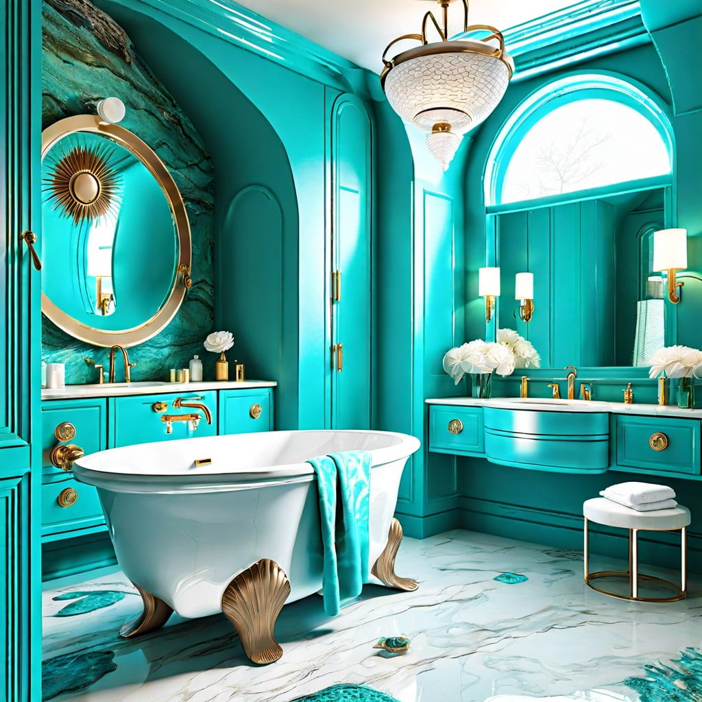 create an oceanic aura with a turquoise blue vanity