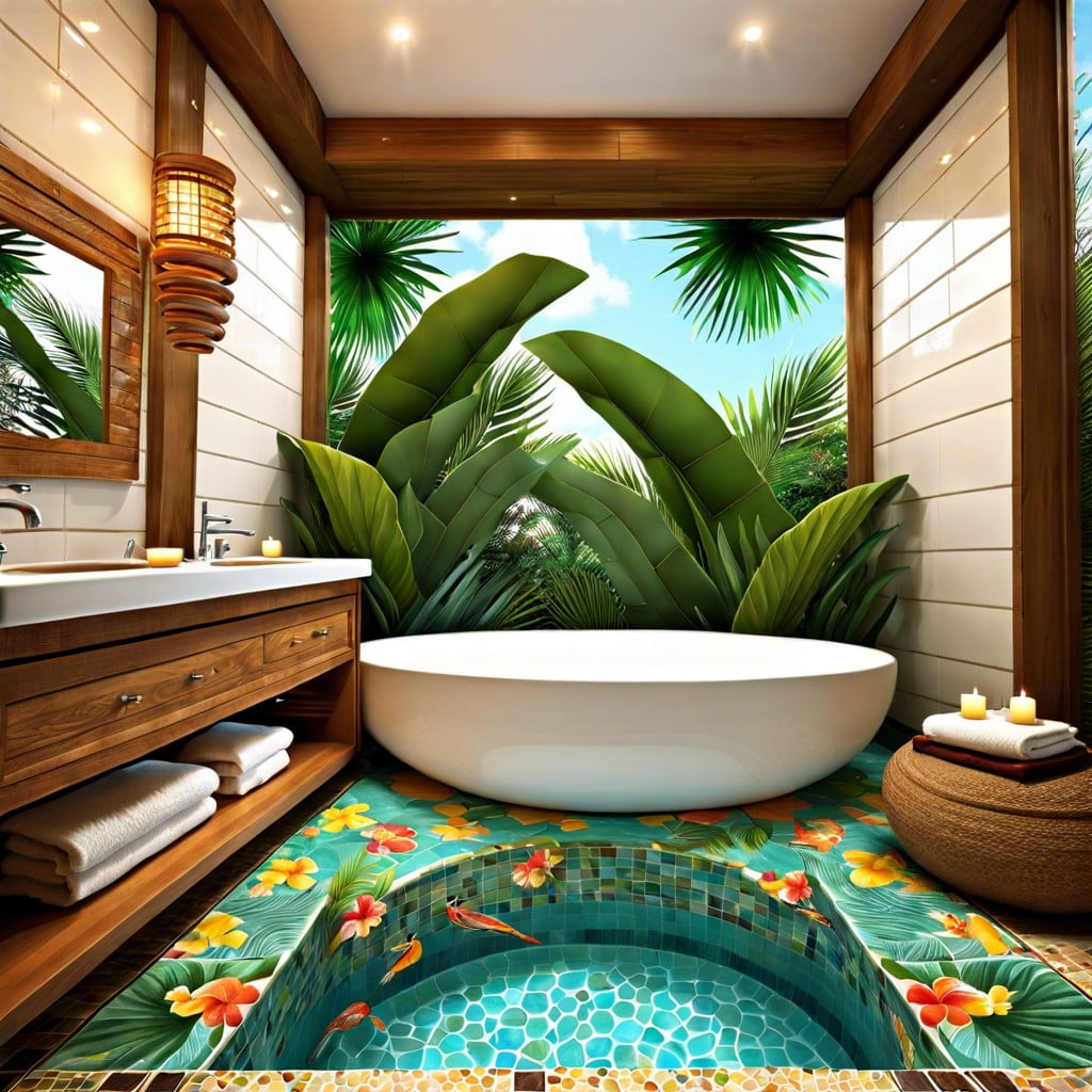 creative tile designs for pool bathrooms