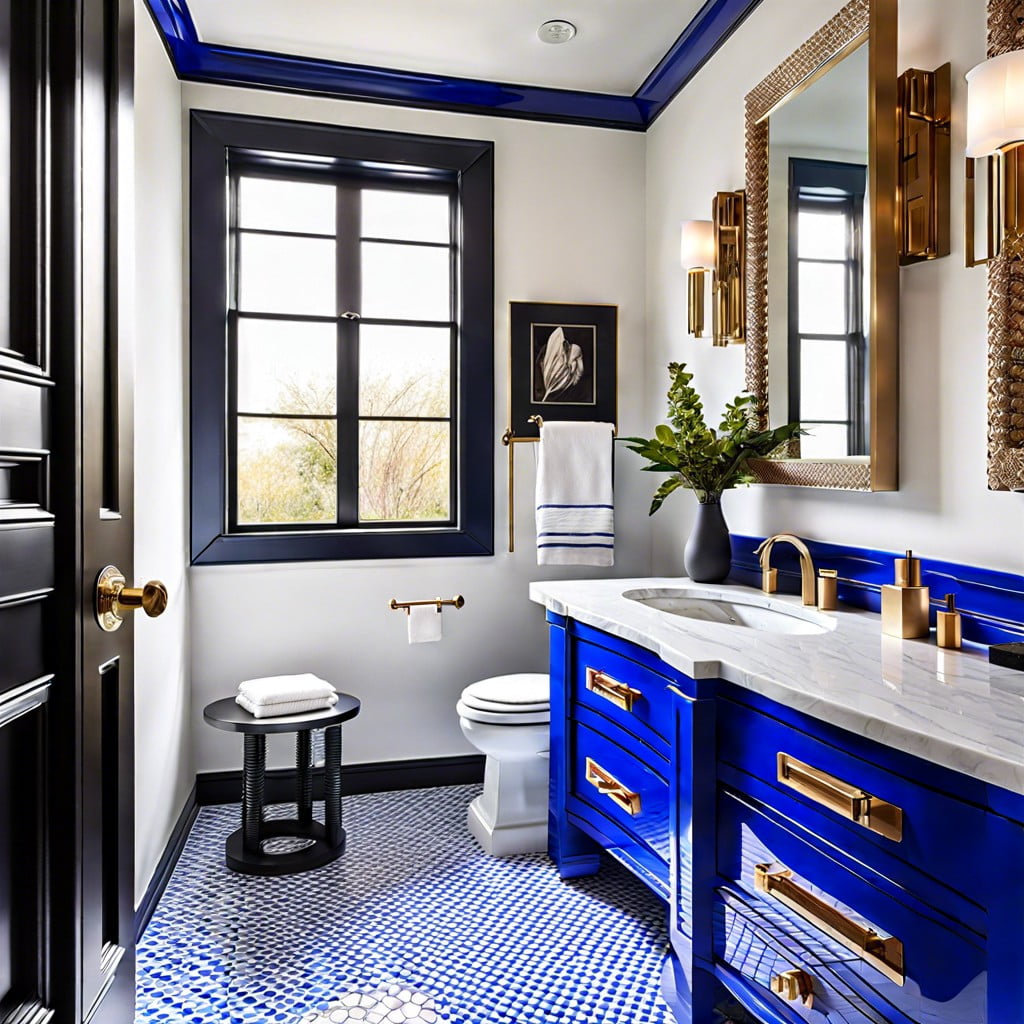 dare to be different with a square shaped cobalt blue vanity