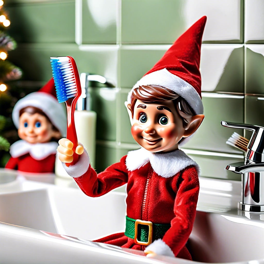 elf hairdressing with toothbrushes