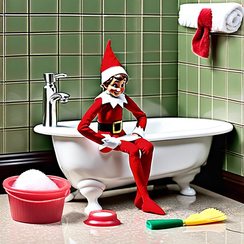 elfs tidy up challenge in the bathroom