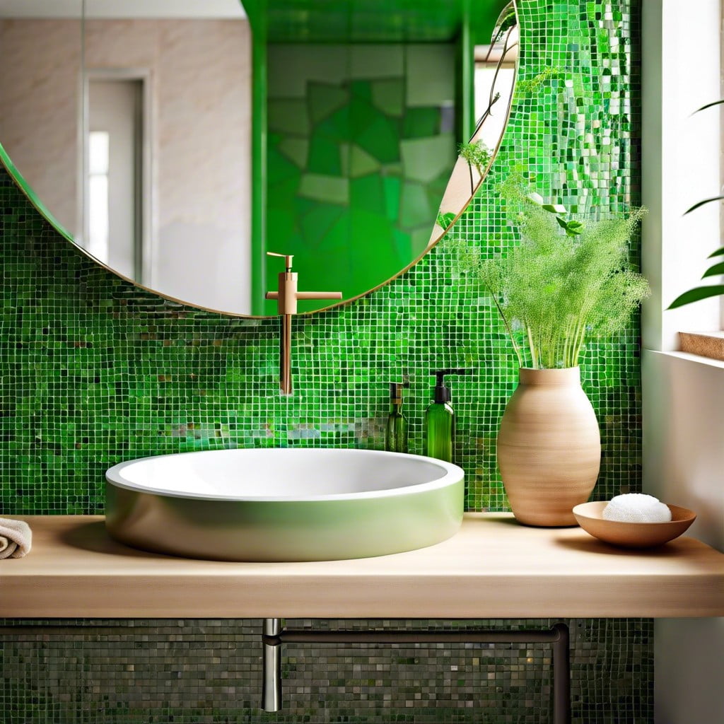 eye catching green mosaic sink