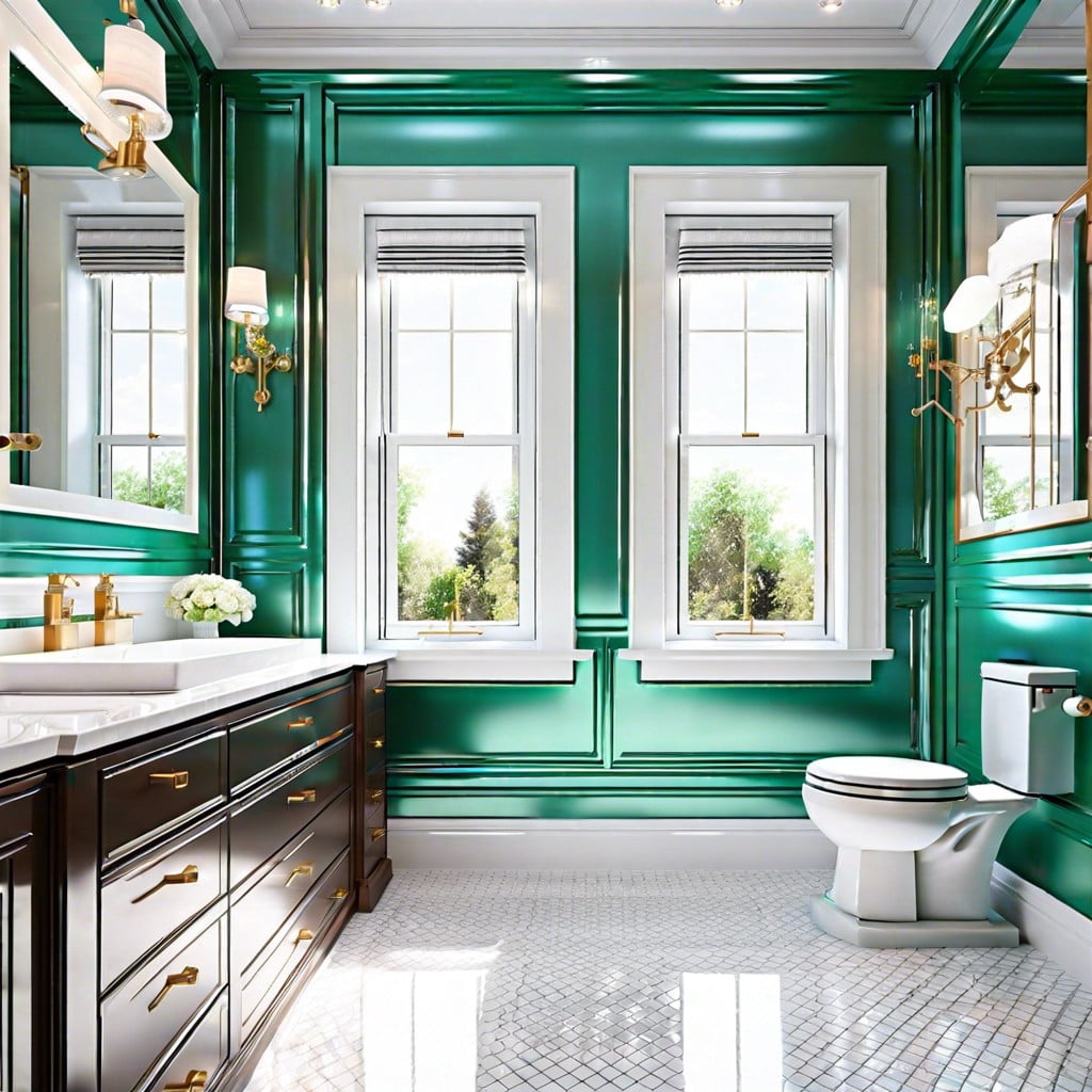 glossy finish molding for bright bathrooms