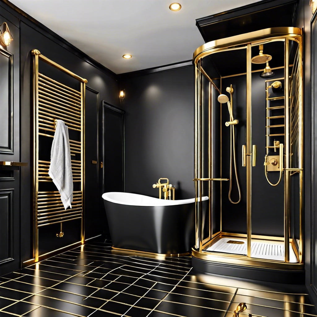 gold rimmed shower cubicle