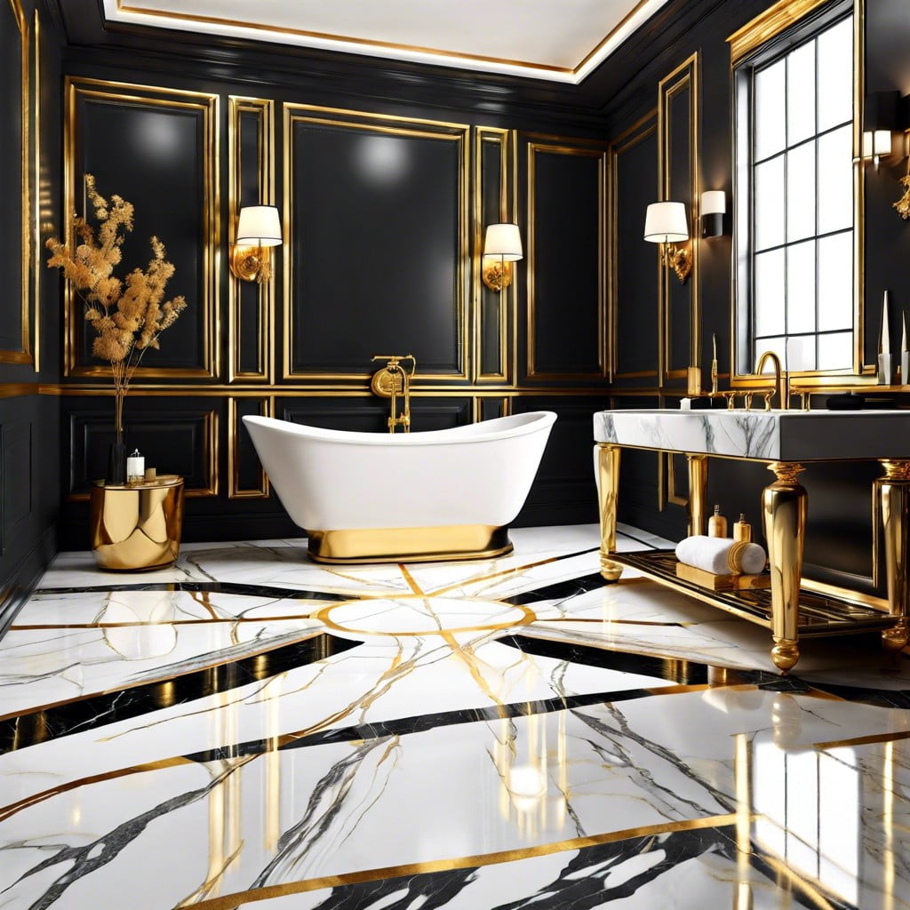 gold veined marble floor