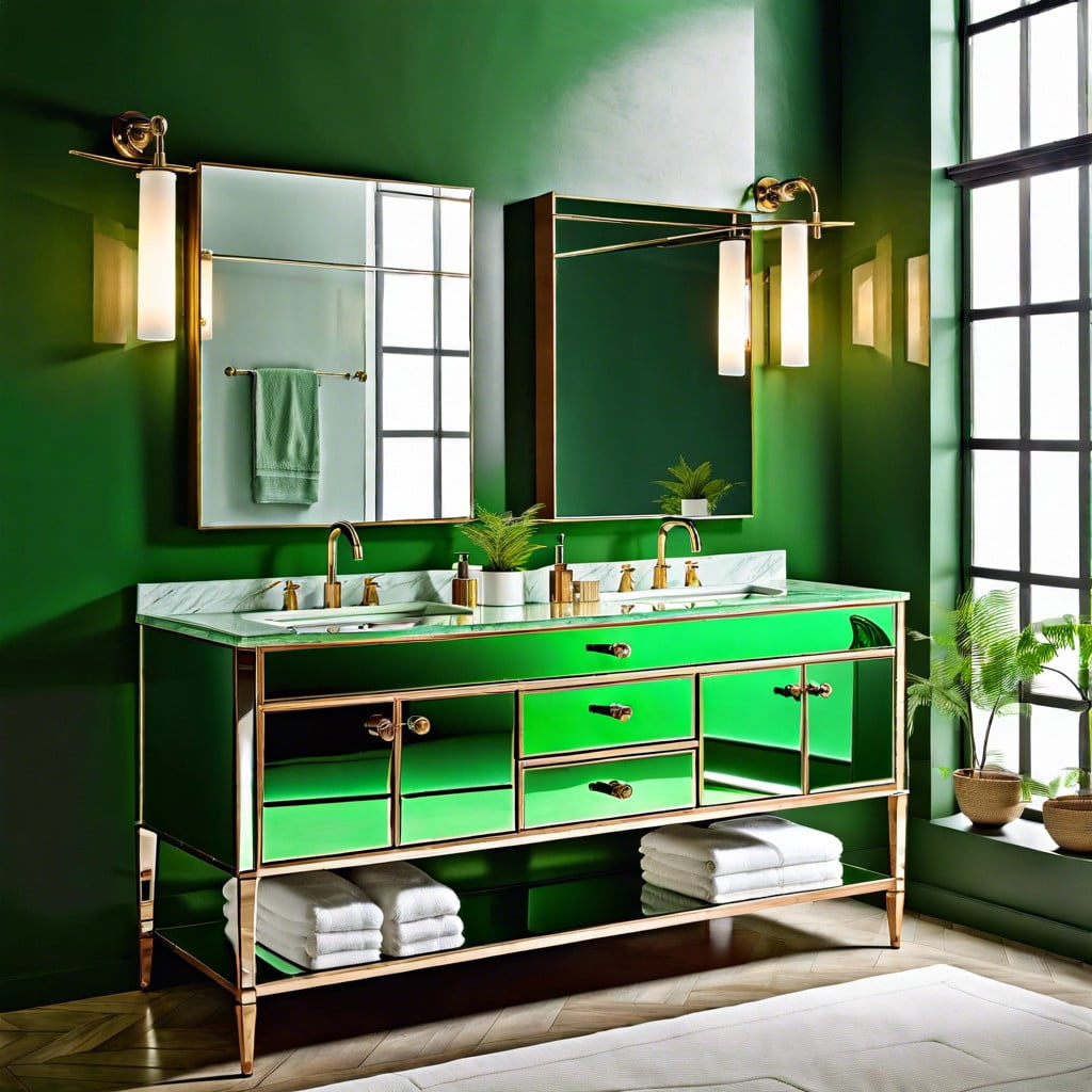 green mirrored vanity for a chic look