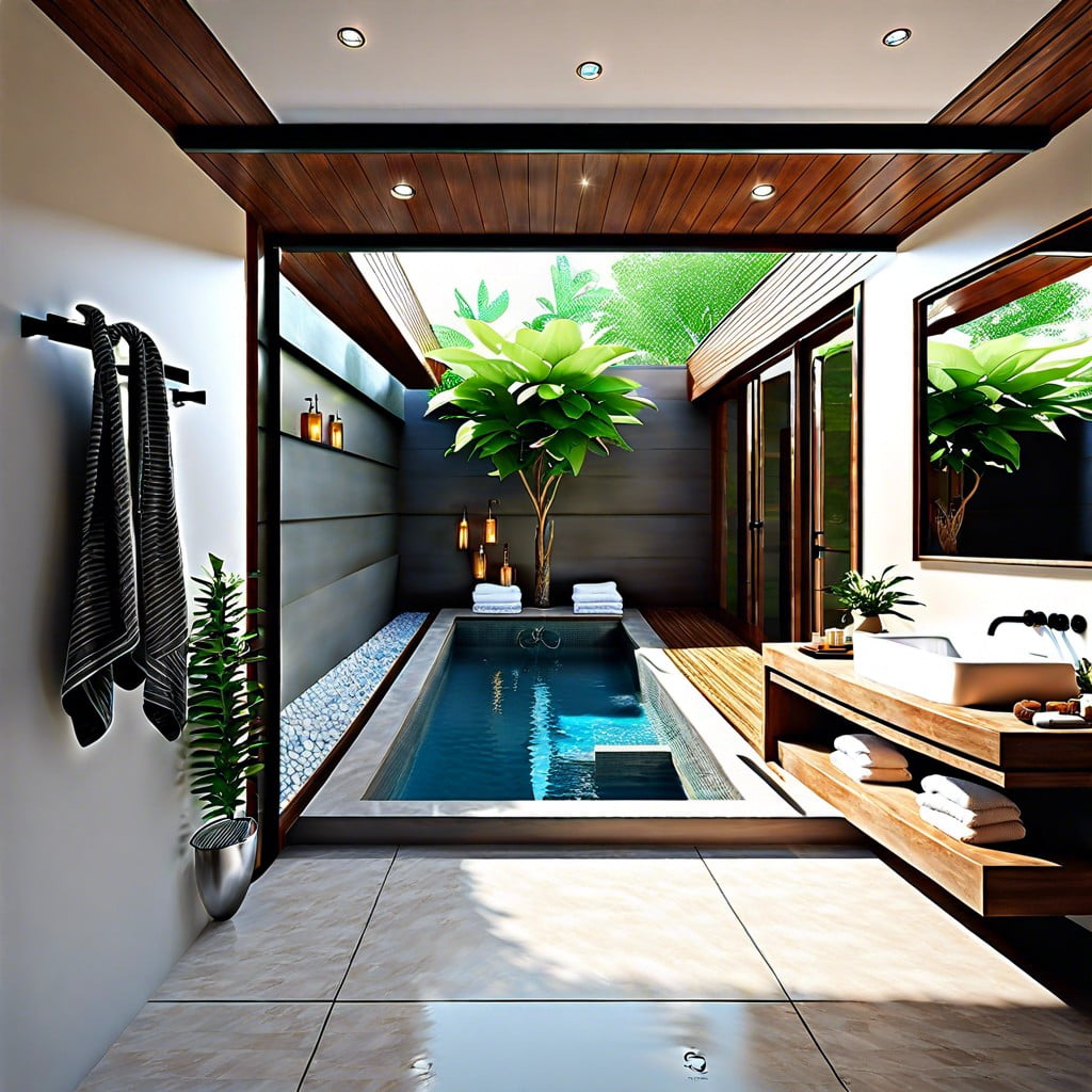indoor outdoor fusion pool bathrooms