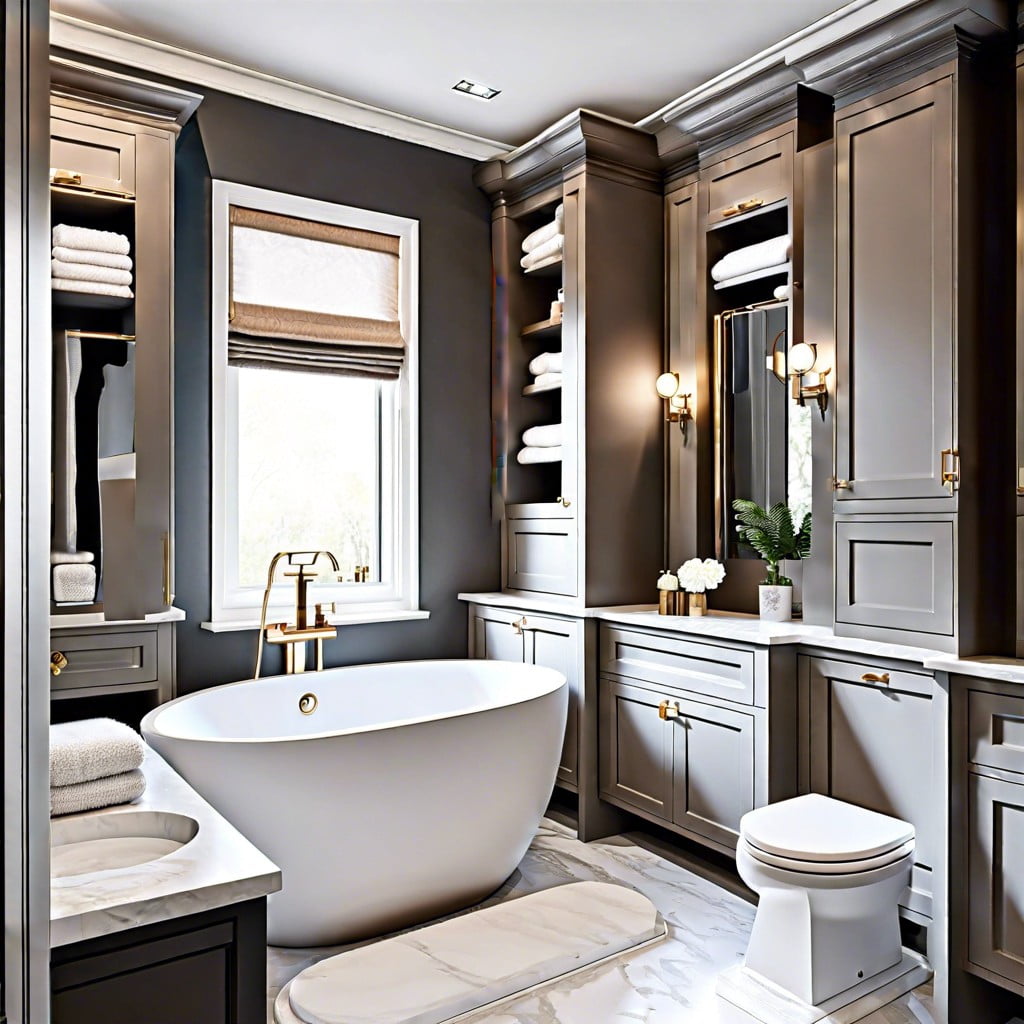 integrating storage spaces with moulding in bathrooms