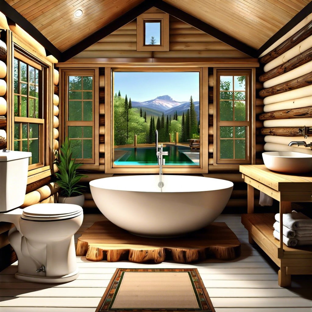 log cabin pool bathroom ideas