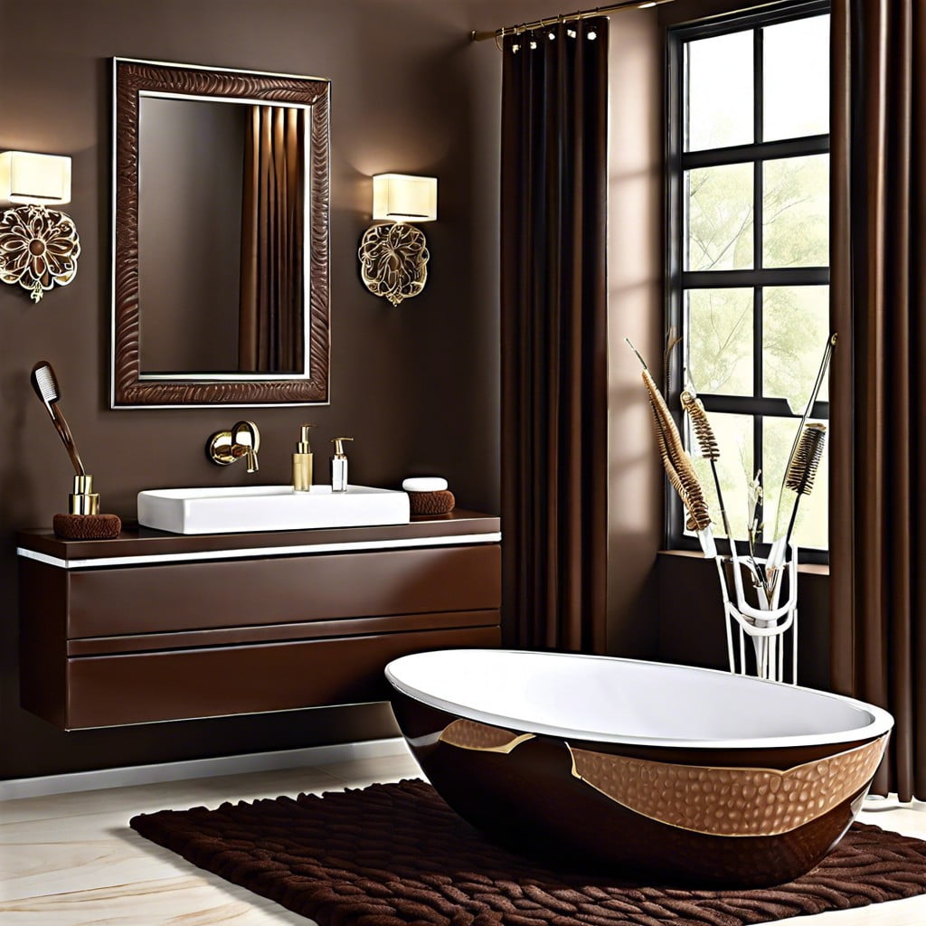 luxurious chocolate brown bathroom accessories