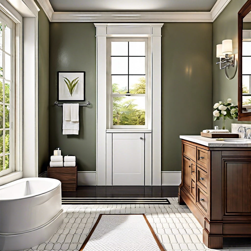 matching baseboards and bathroom vanity