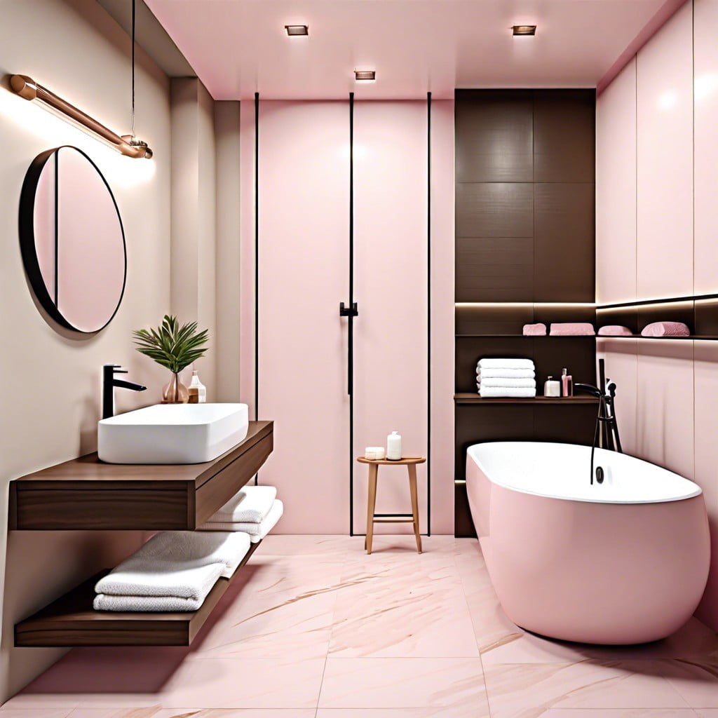 mocha bathroom brown paired with soft pinks