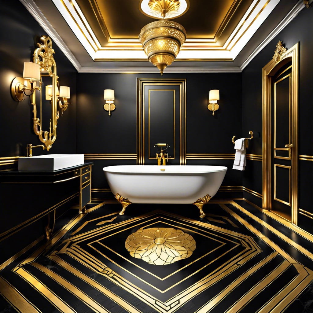 noir floor with golden inlay