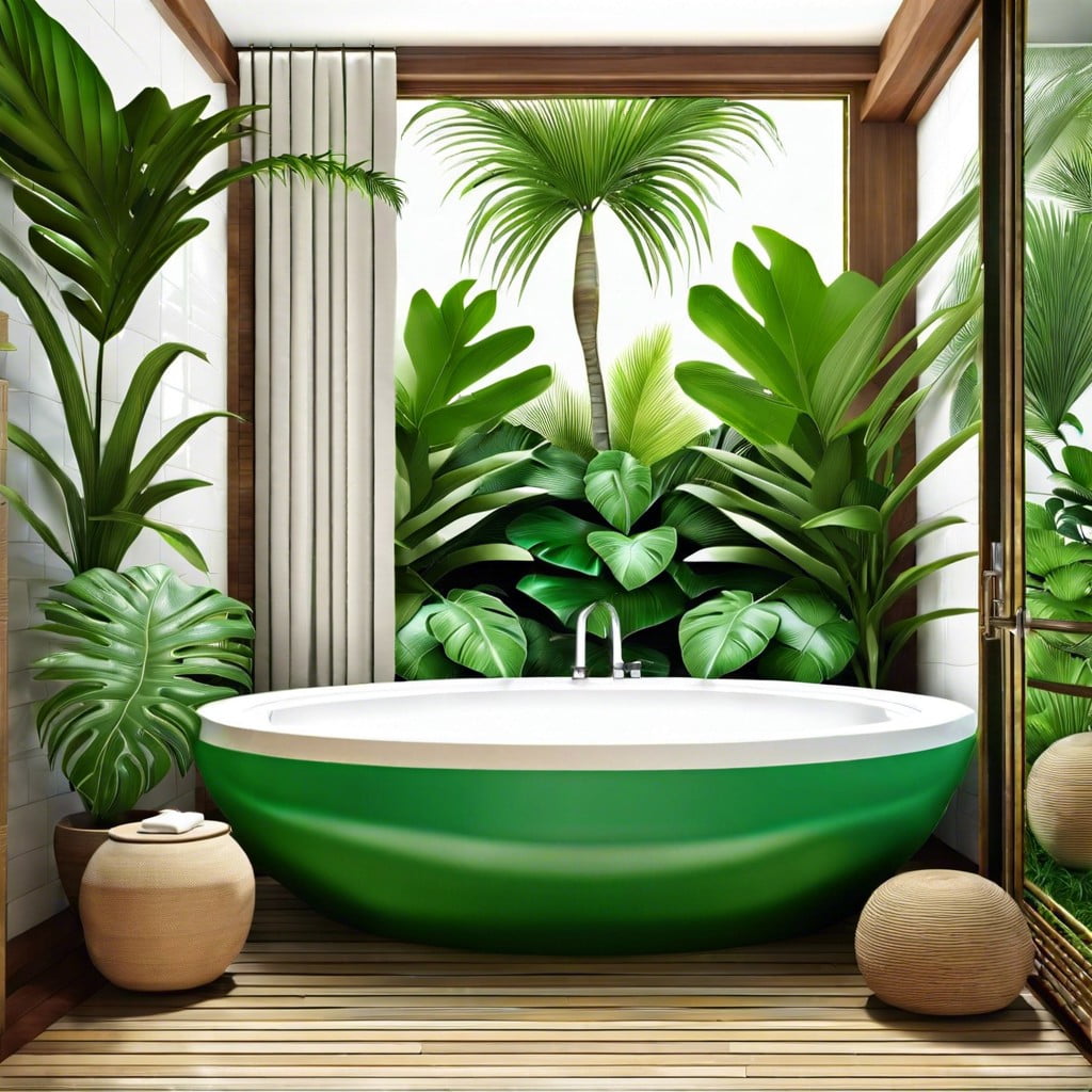 plant addition ideas for nature inspired pool bathrooms