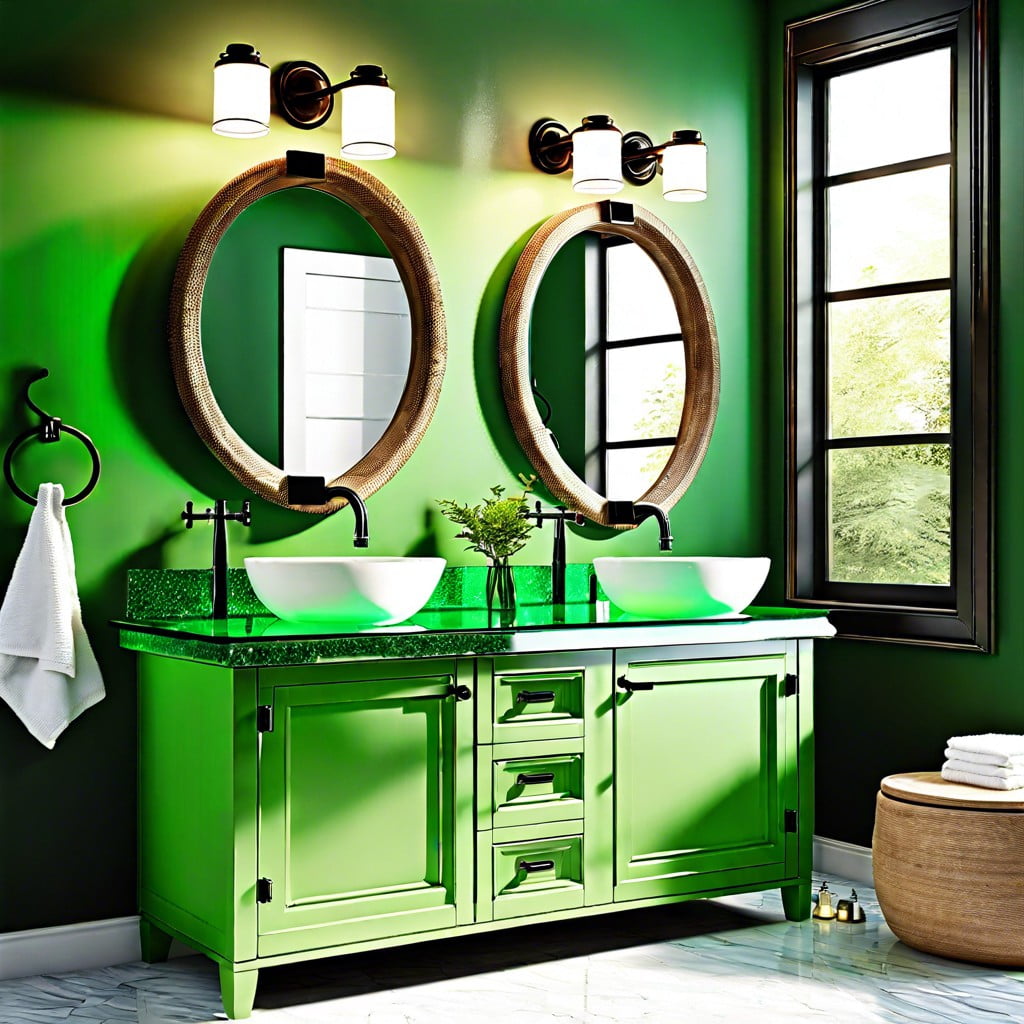recycled glass countertop for green vanity