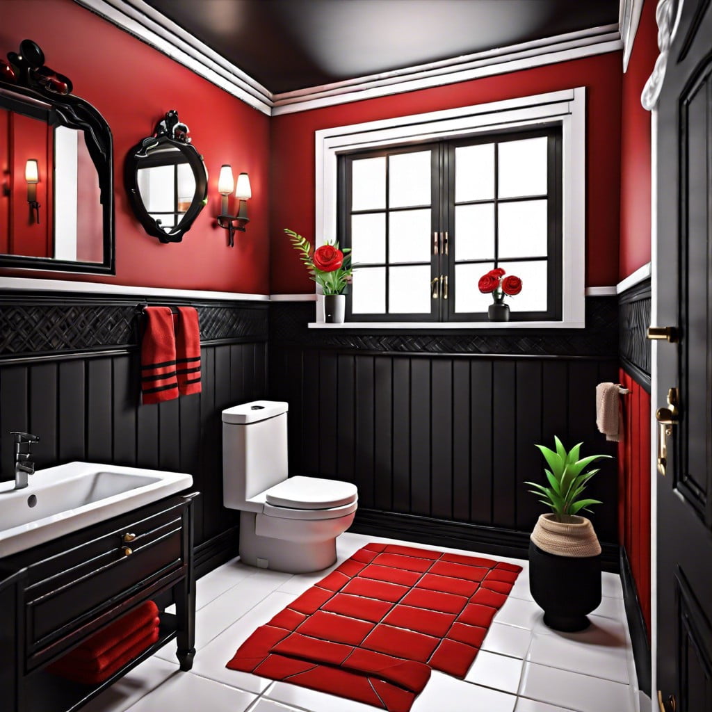 red and black bathroom