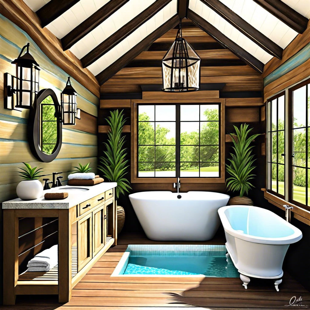 rustic charms for pool cabana bathrooms