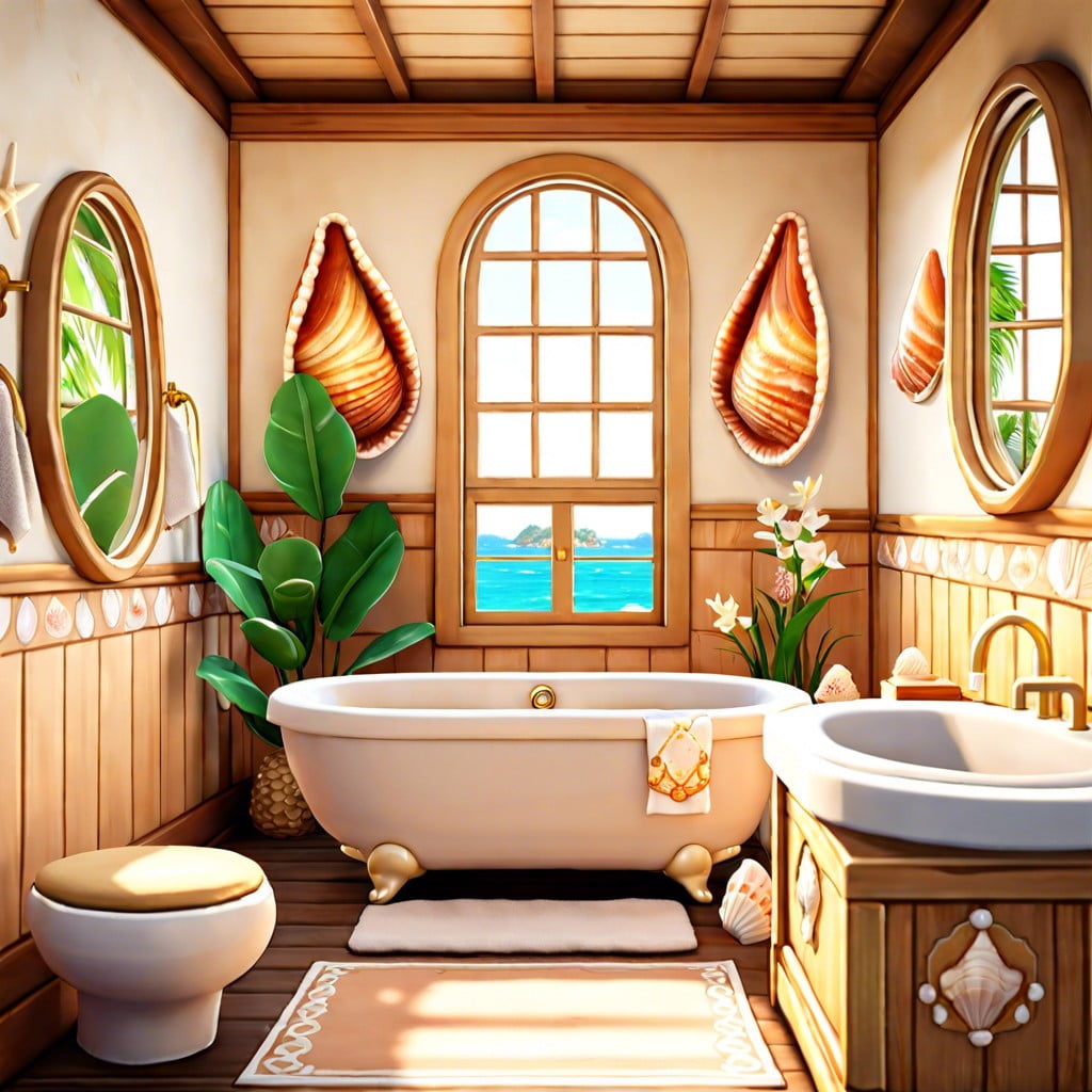 seashell adorned bathroom