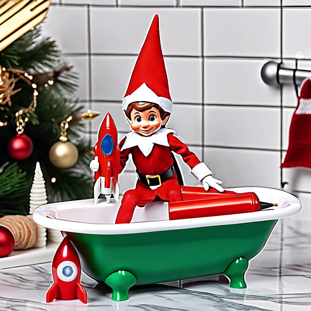 shelf elfs bathtub rocket launch