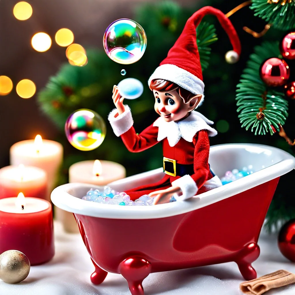 soap bubble bath party with elf