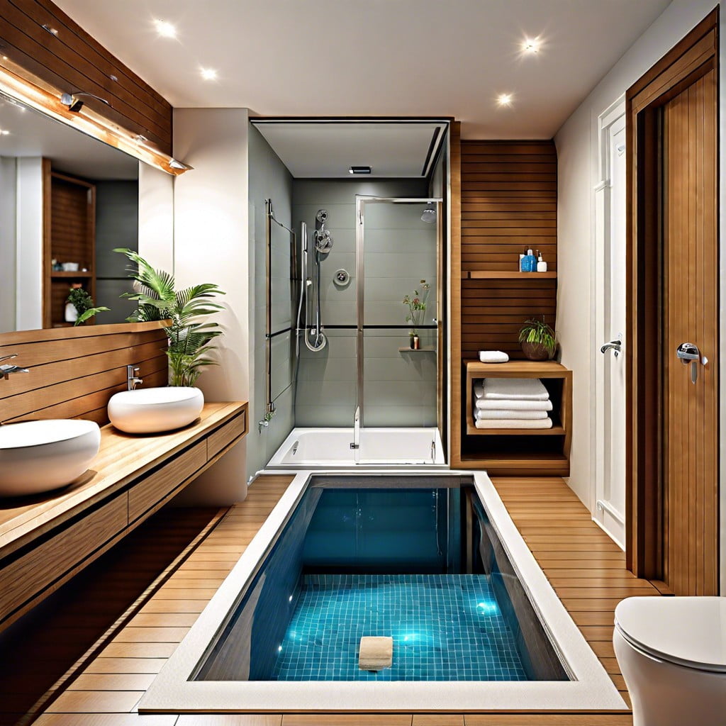 space saving ideas for small pool bathrooms