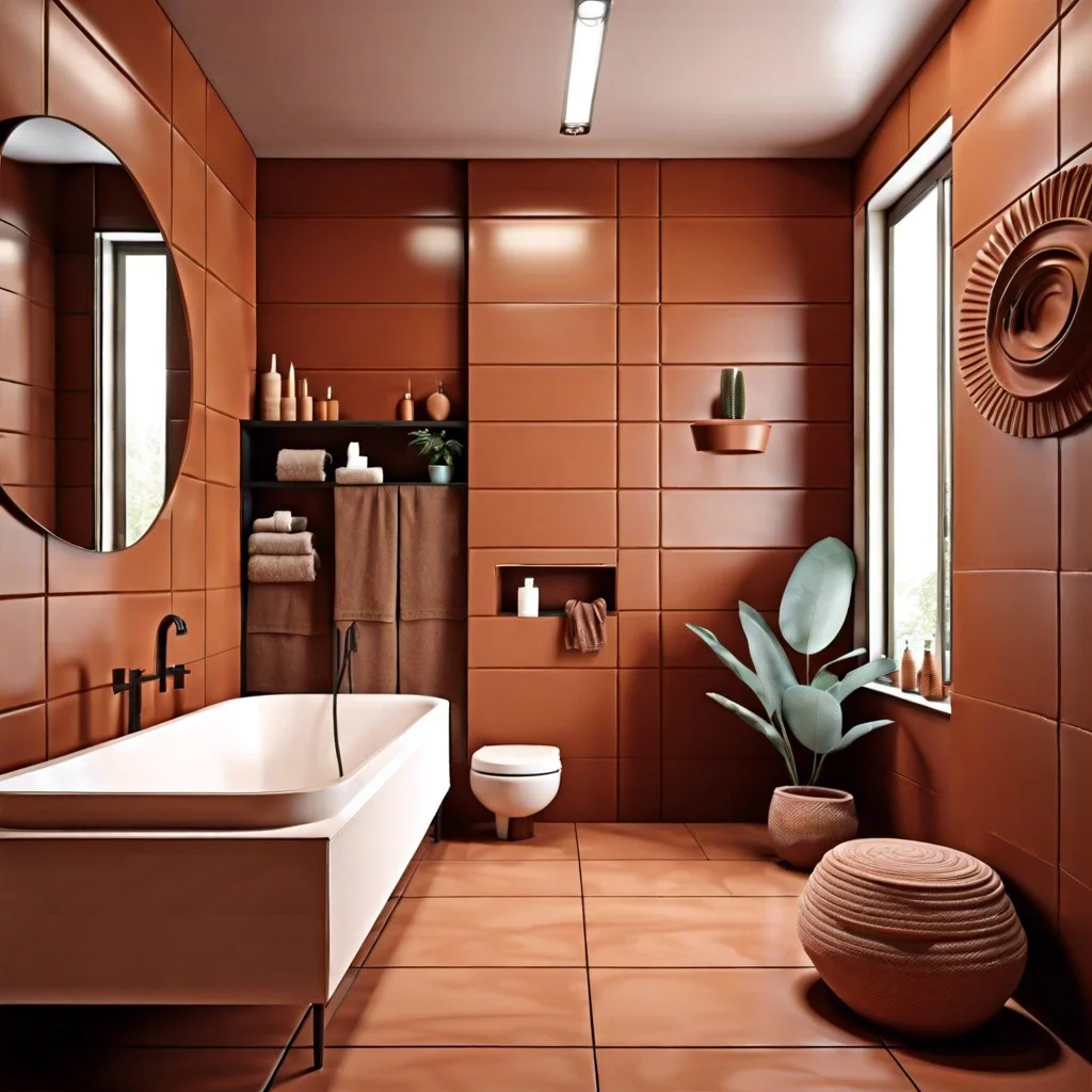 terracotta toned bathroom design