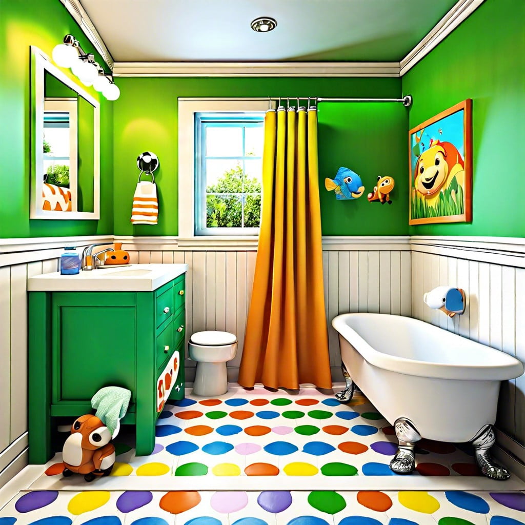 themed baseboards for childrens bathrooms