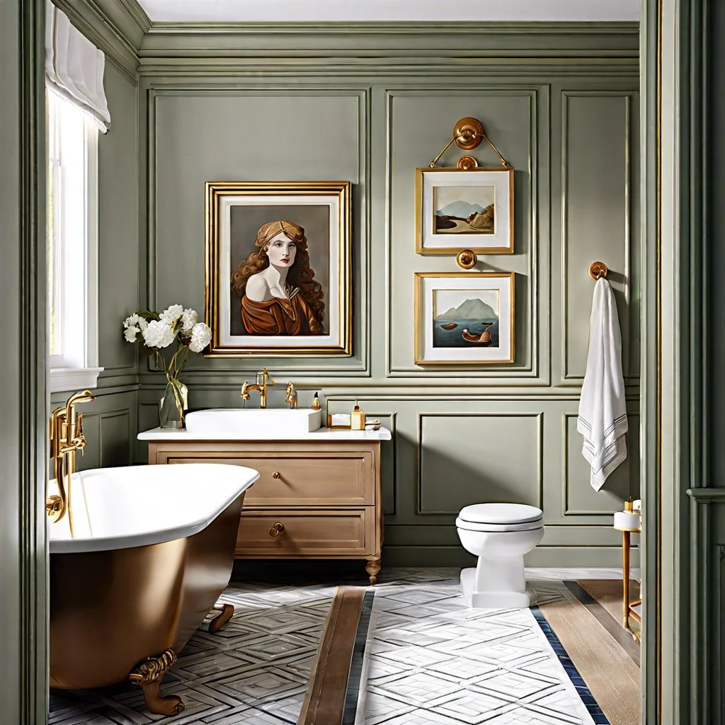 using moulding to highlight bathroom artwork