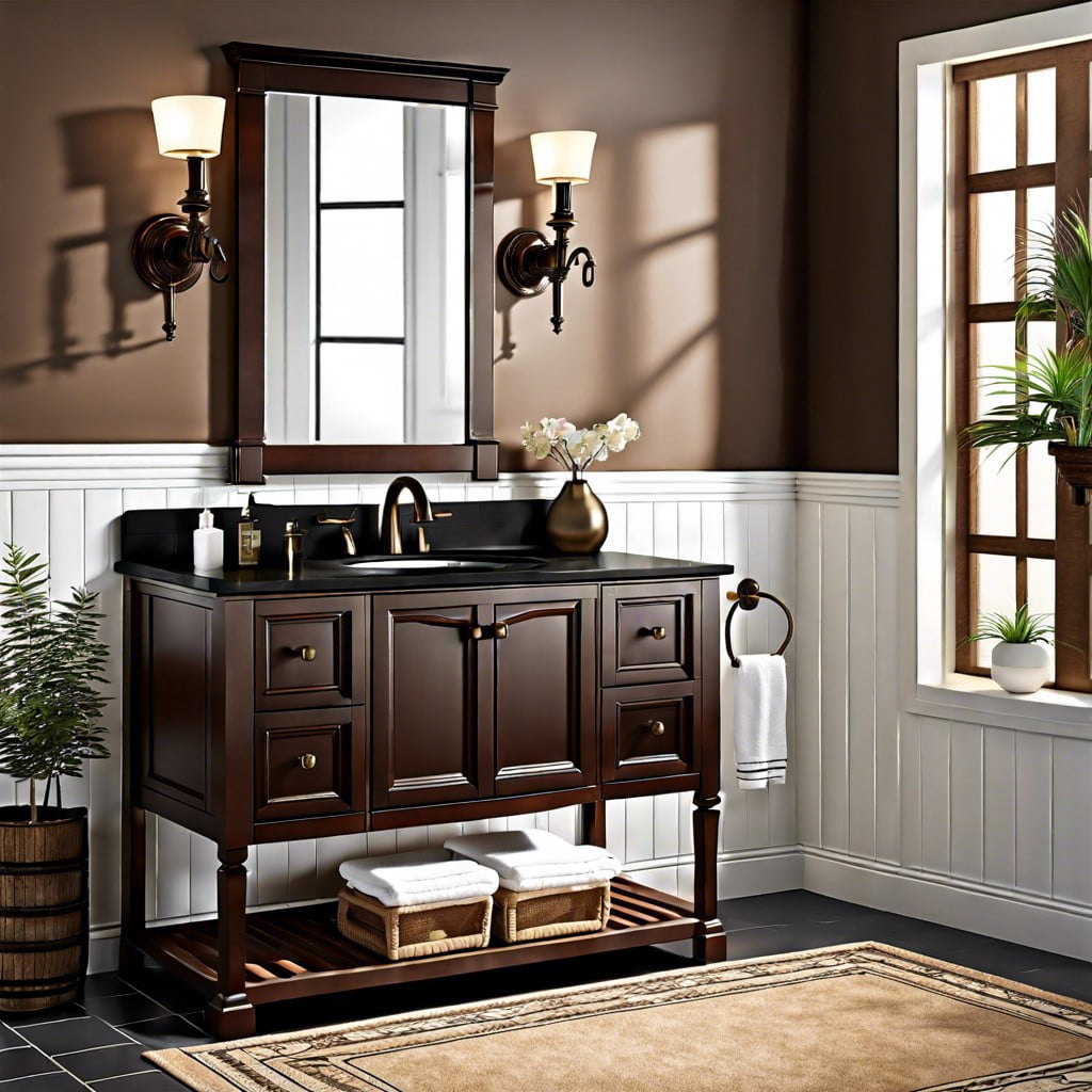 alluring vintage look with dark brown vanity