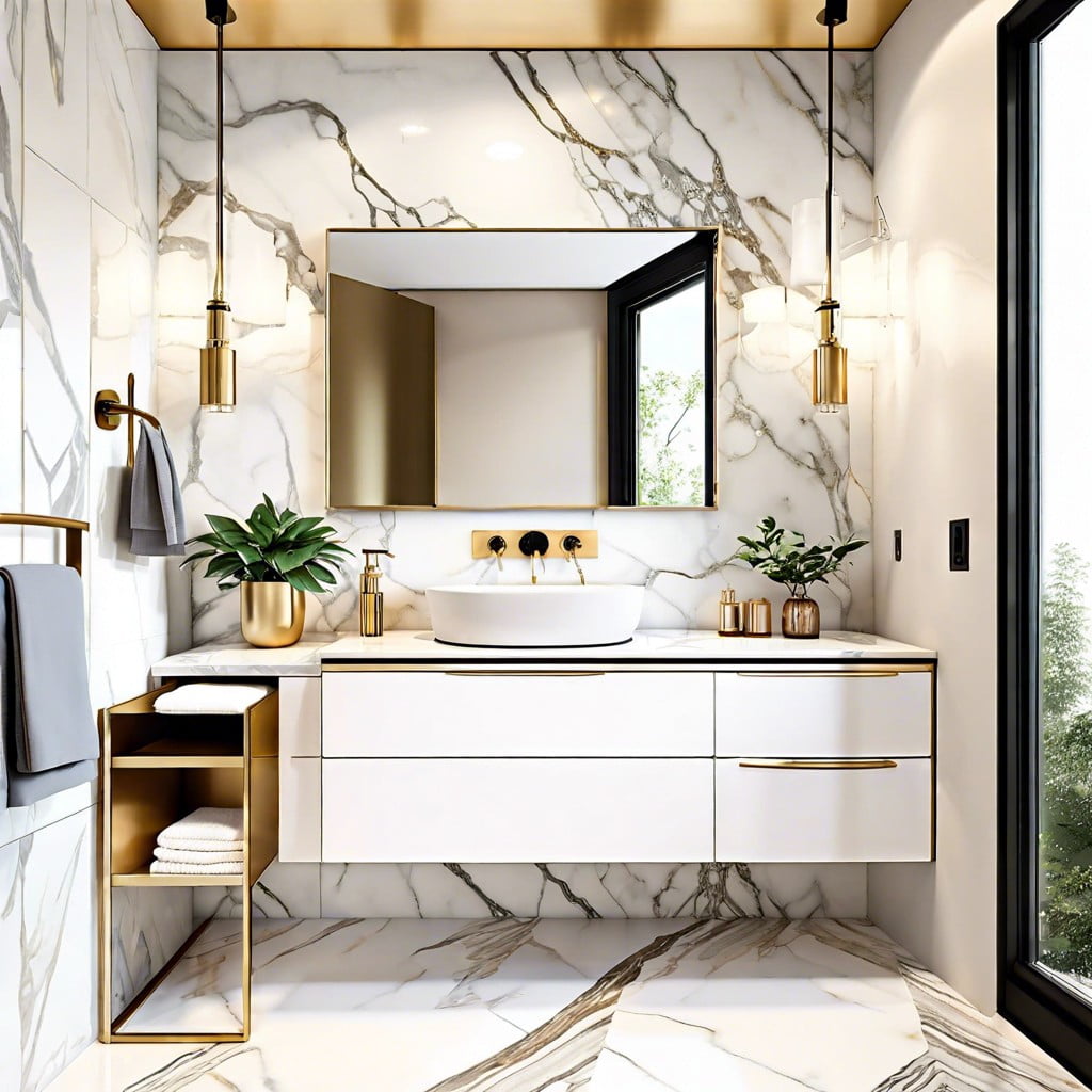 bathroom design for small spaces using calacatta gold