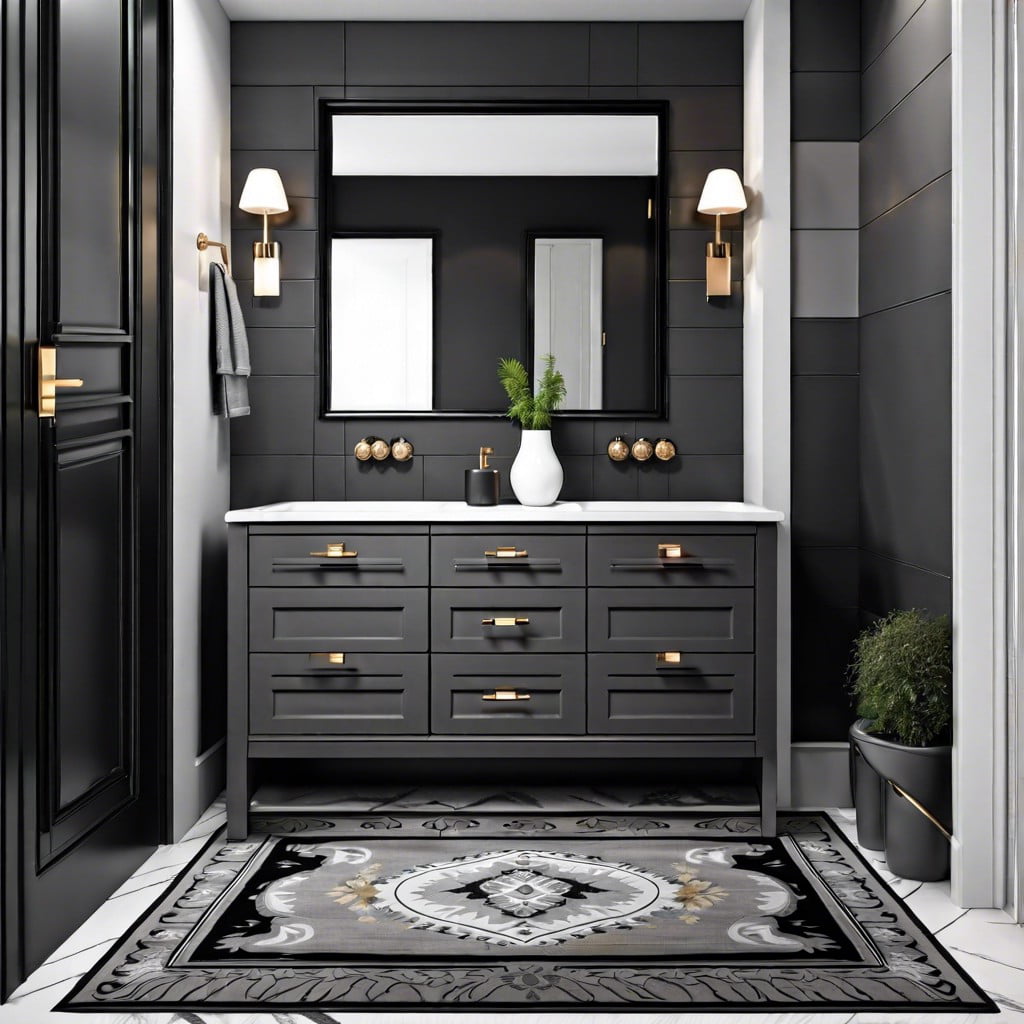 black and gray bathroom rugs