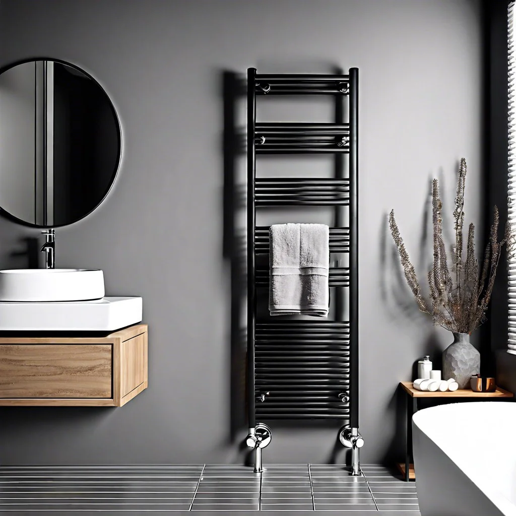 black heated towel rail