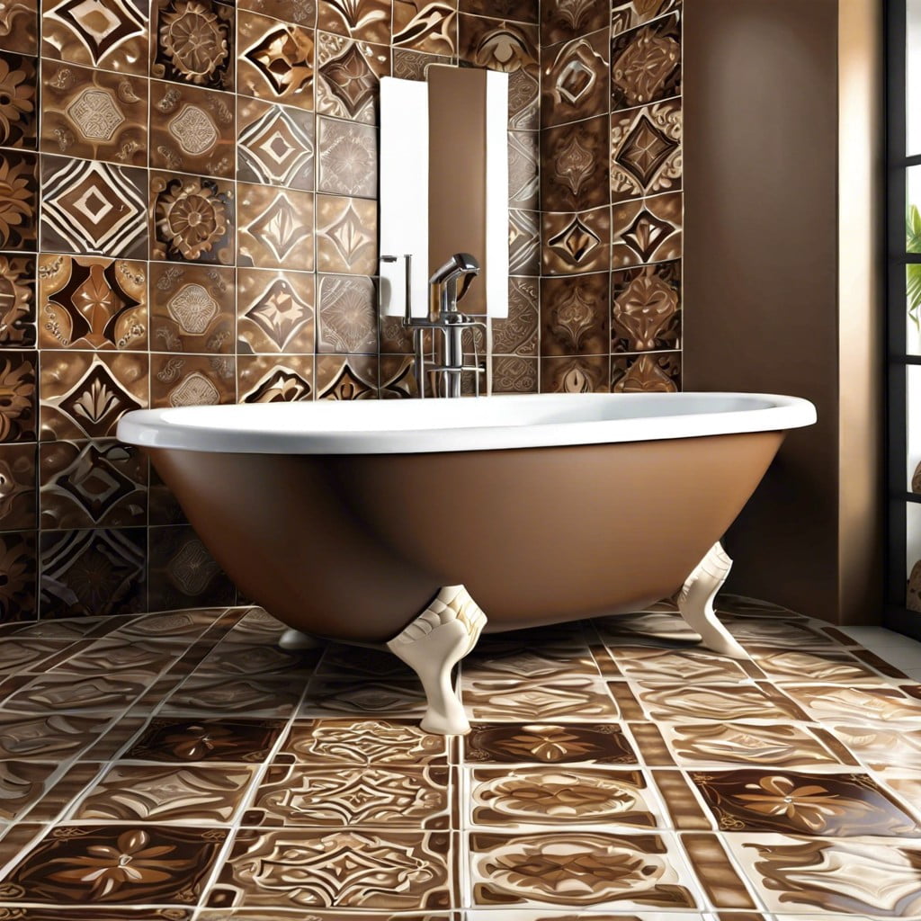 brown tile with exotic patterns
