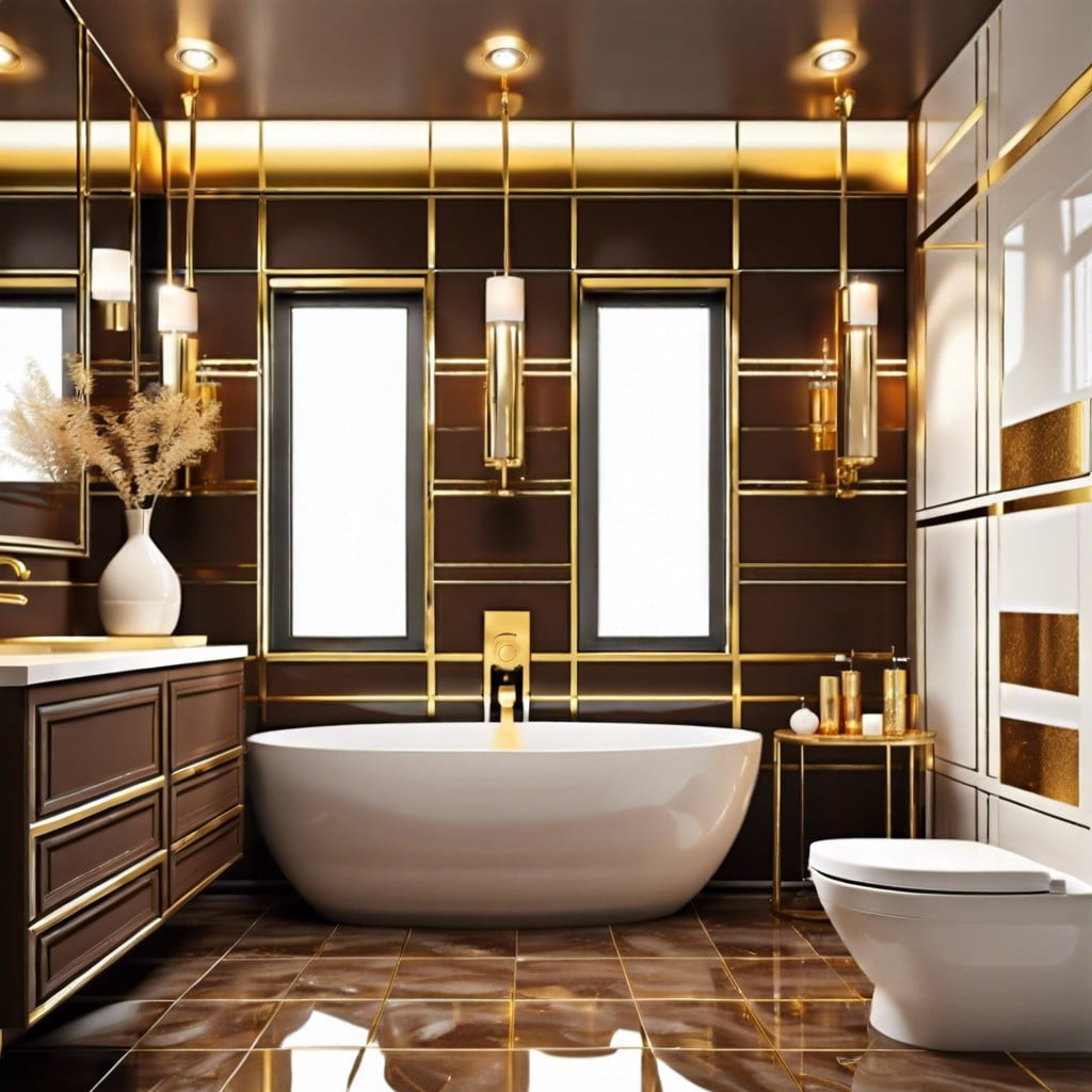 brown tile with gold accents