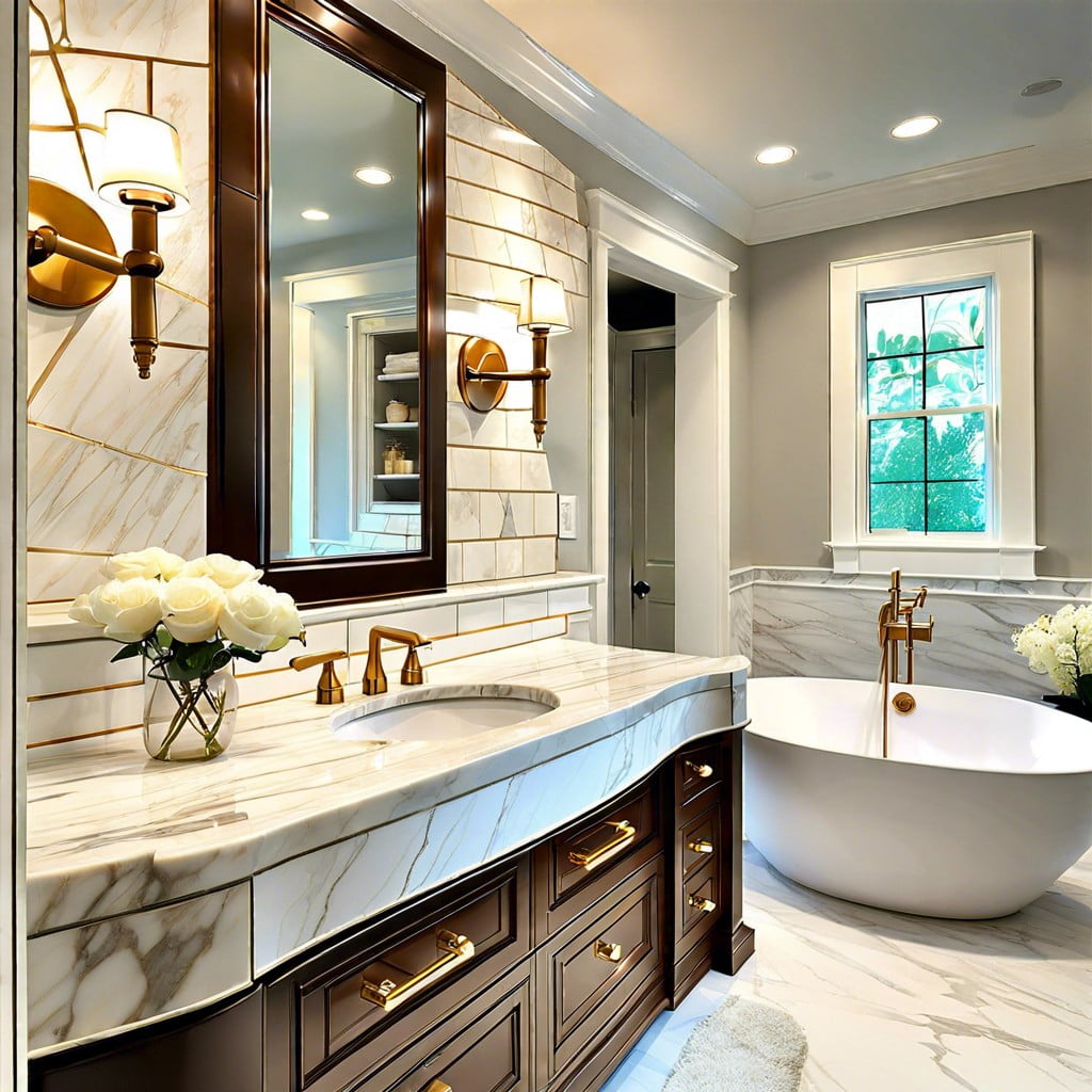 calacatta gold tiles for an elegant bathroom backsplash