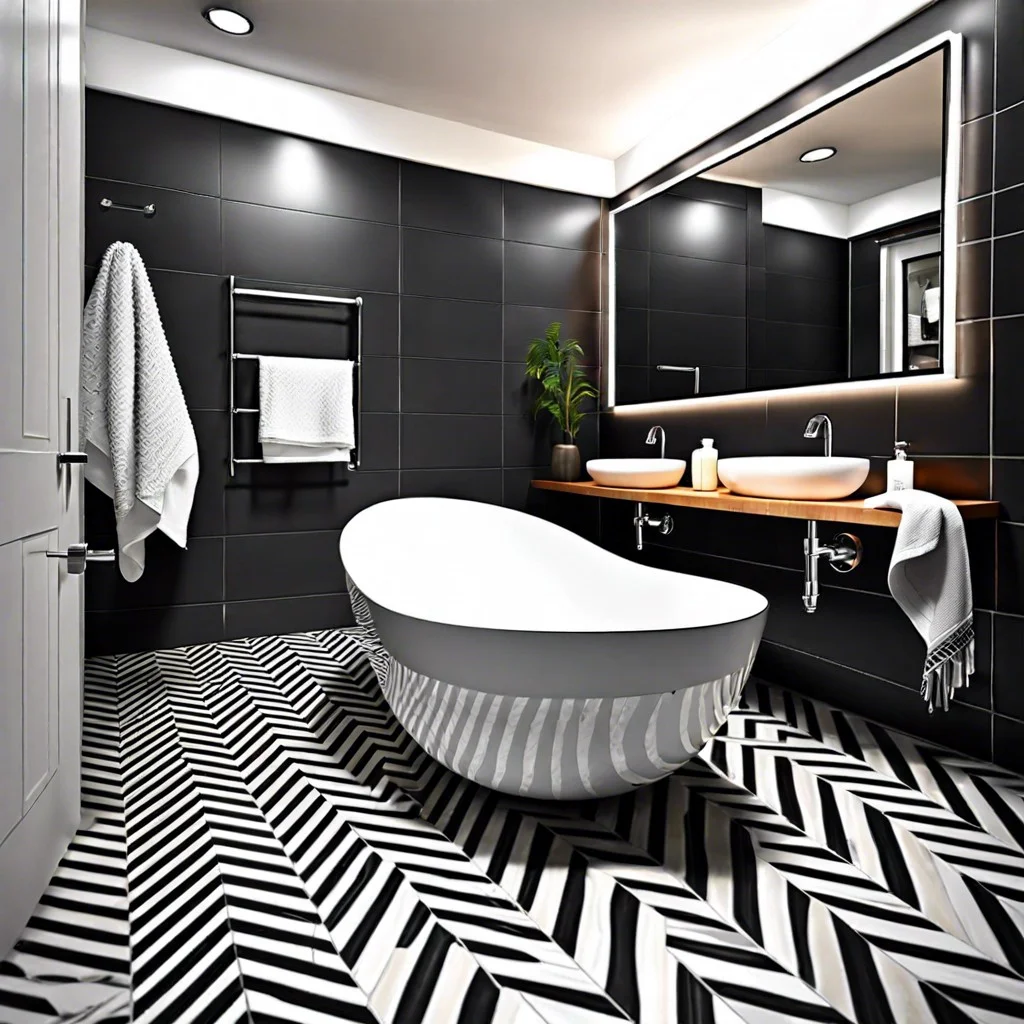 chevron black and gray tile flooring