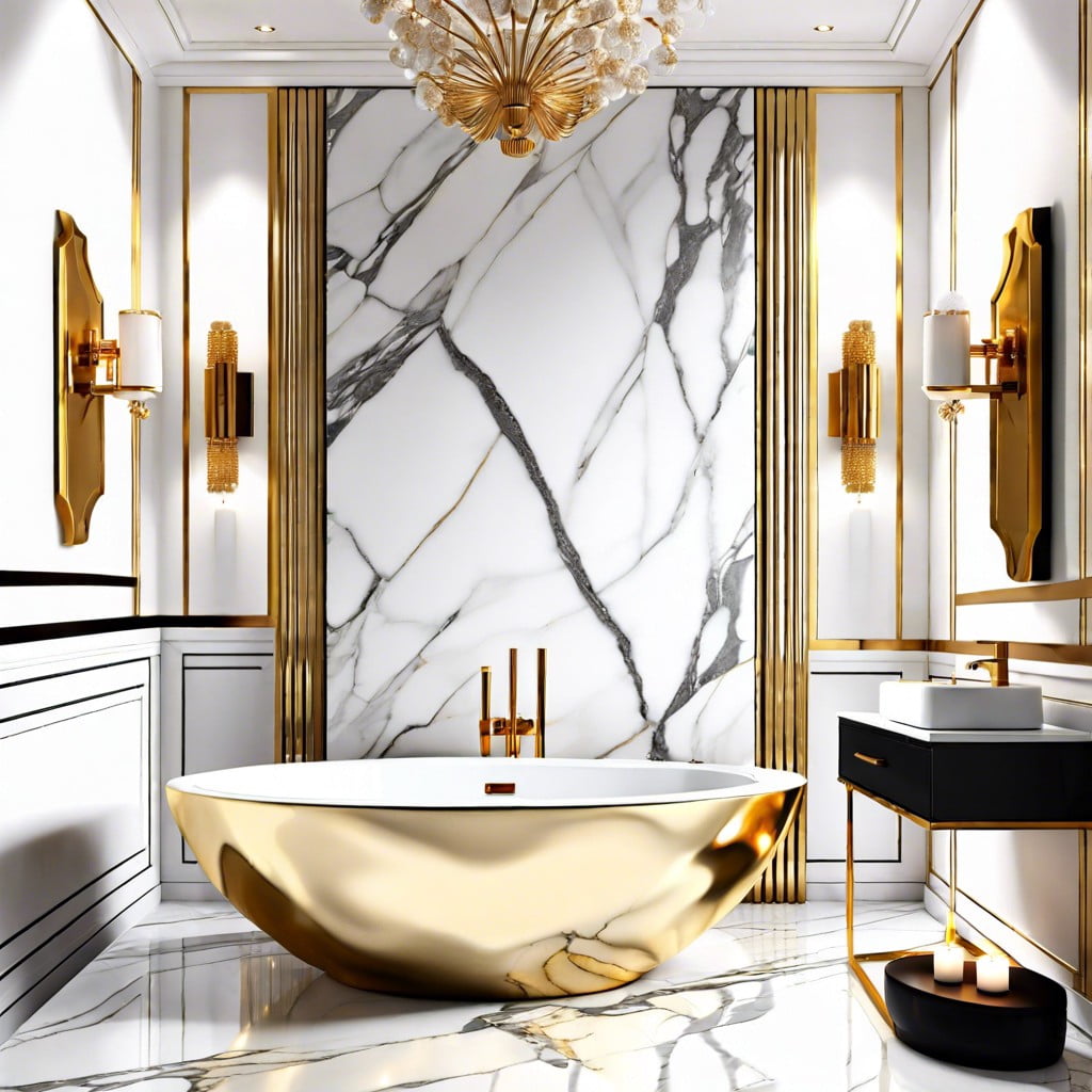 chic bathroom decor with calacatta gold highlight