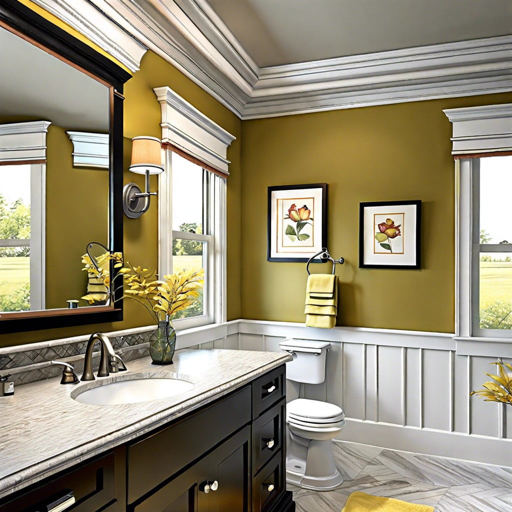 choosing right accessory color shades with bathroom crown molding