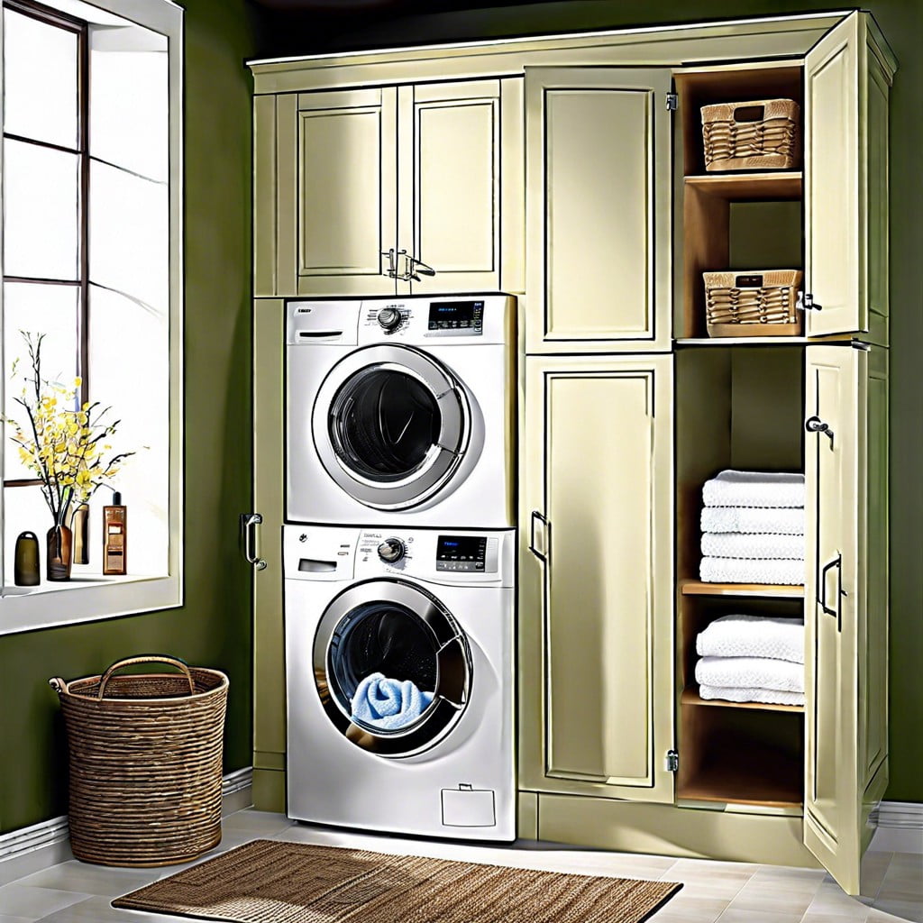 clever ways to camouflage appliances in a bathroom laundry combo