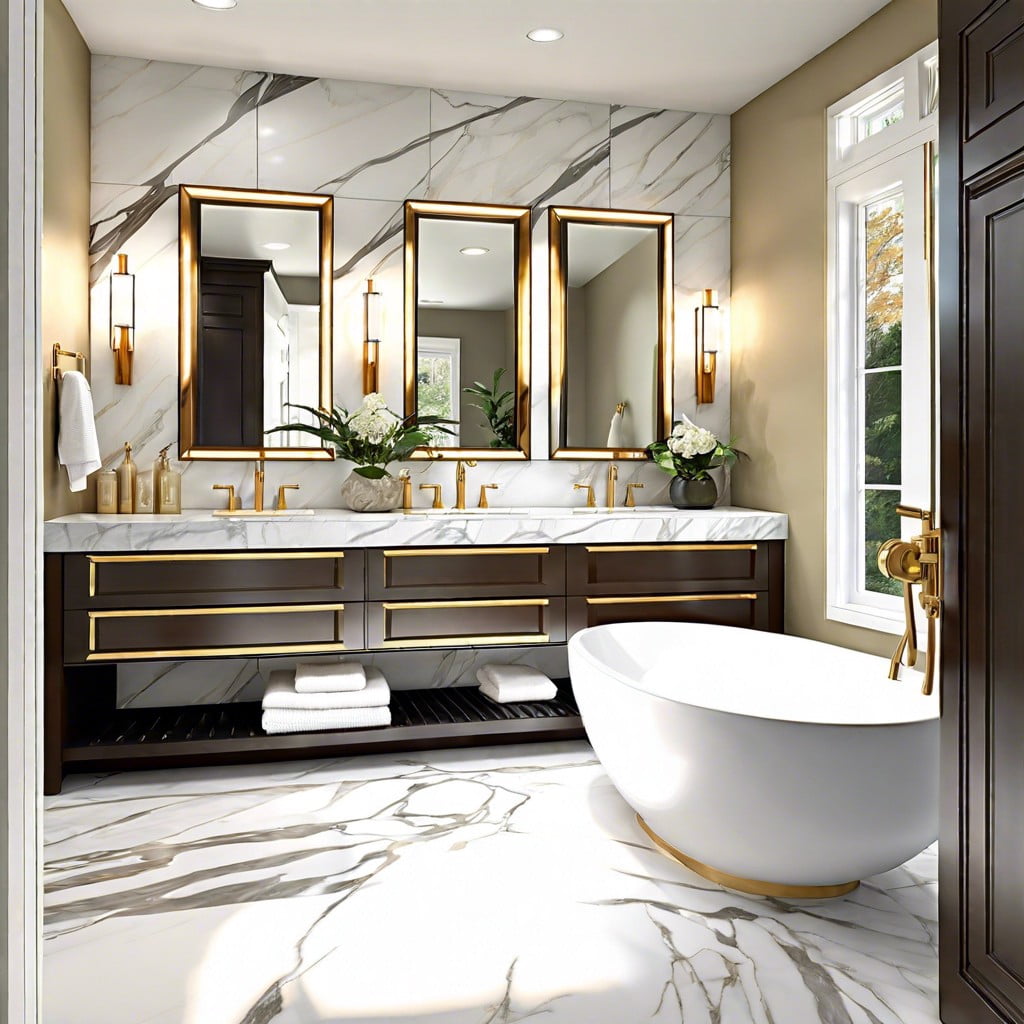 contemporary bathroom design with calacatta gold aspects
