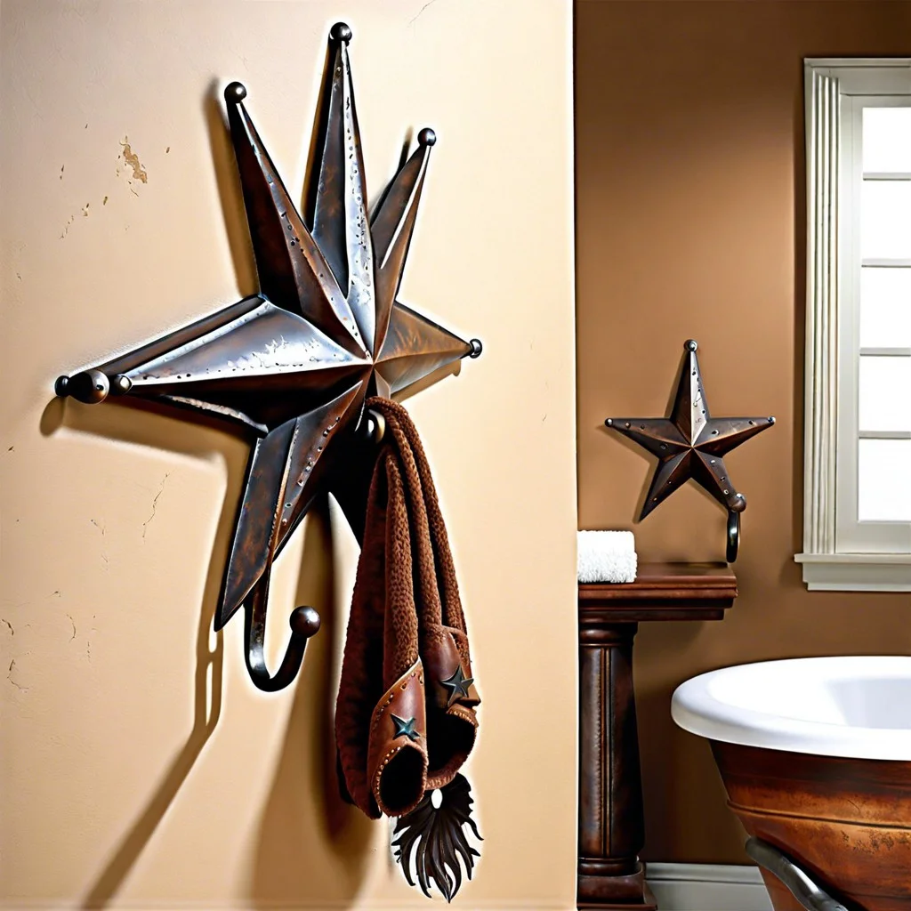 distressed metal western star hooks