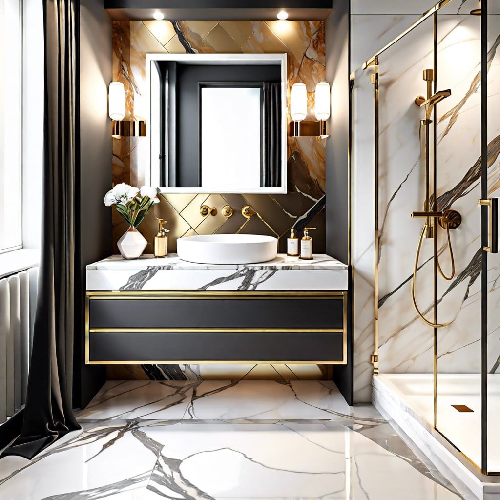 french design bathroom with calacatta gold marble
