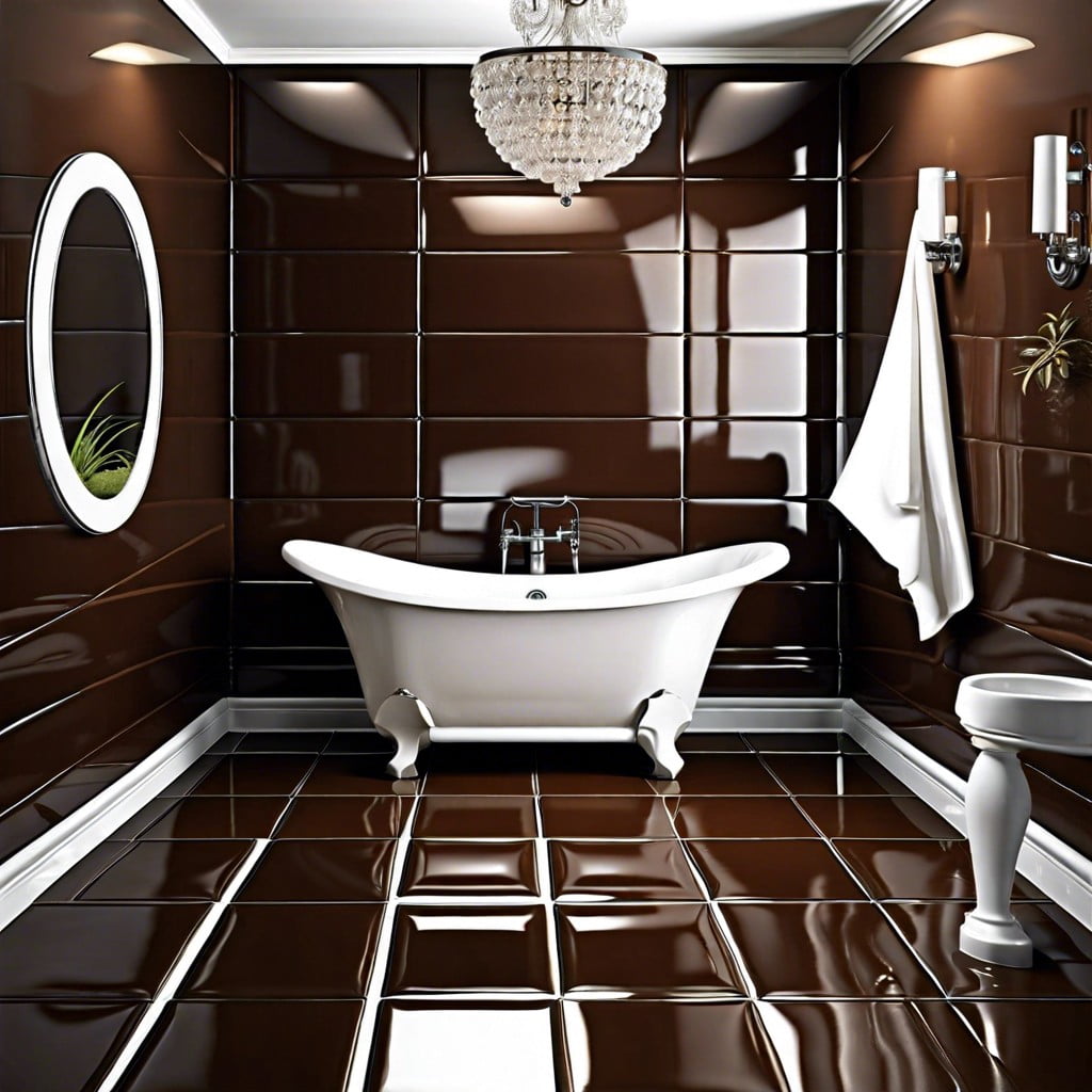 glossy brown tile elegant look