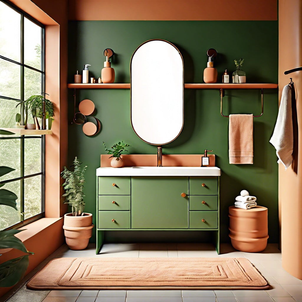 green and terracotta bathroom combo