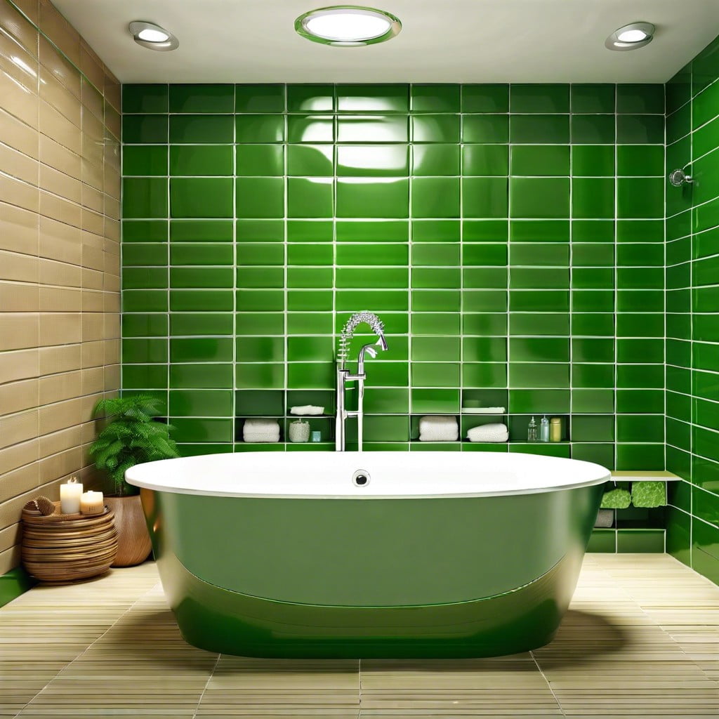 green tile bathtub surround idea