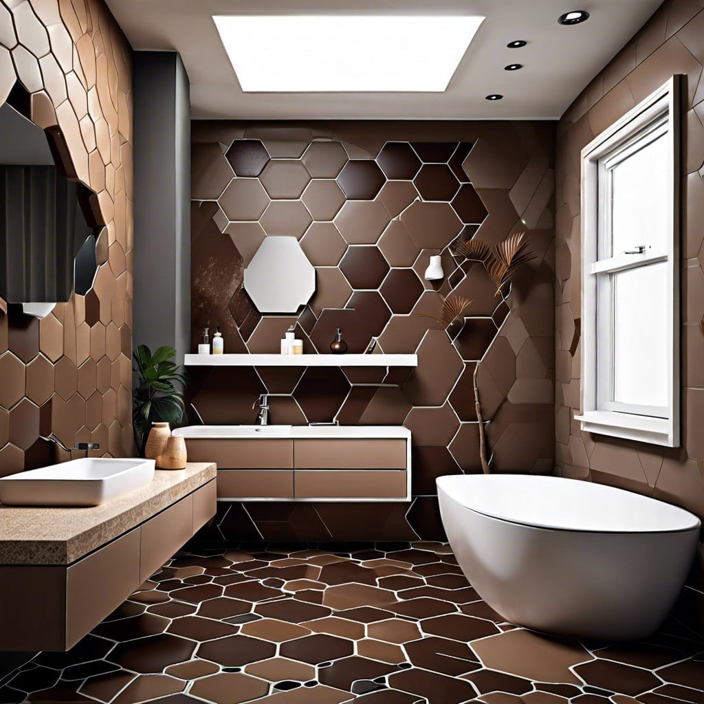 hexagon brown tile design