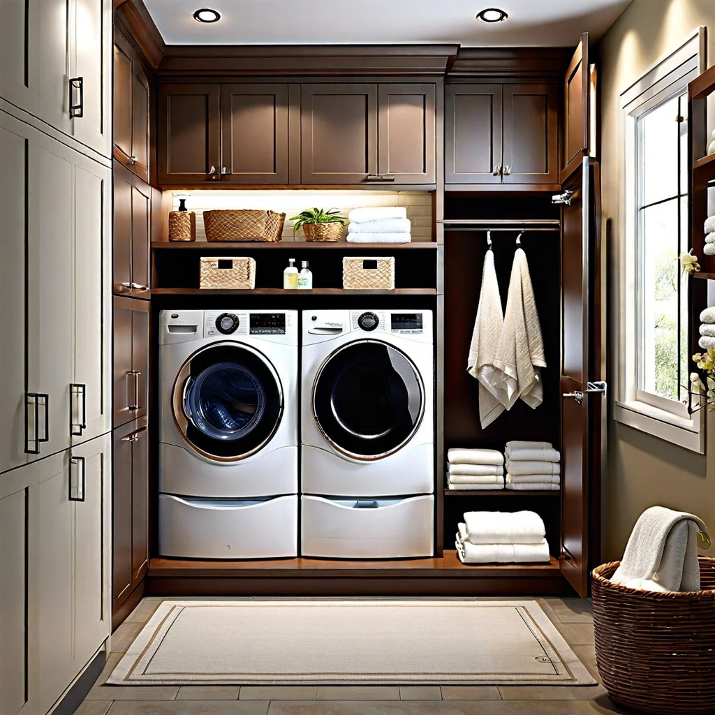 hidden storage ideas for a bathroom laundry room combo