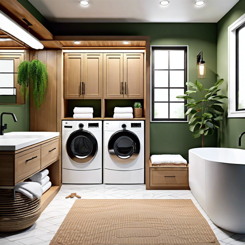 incorporating eco friendly features into your bathroom laundry room combo
