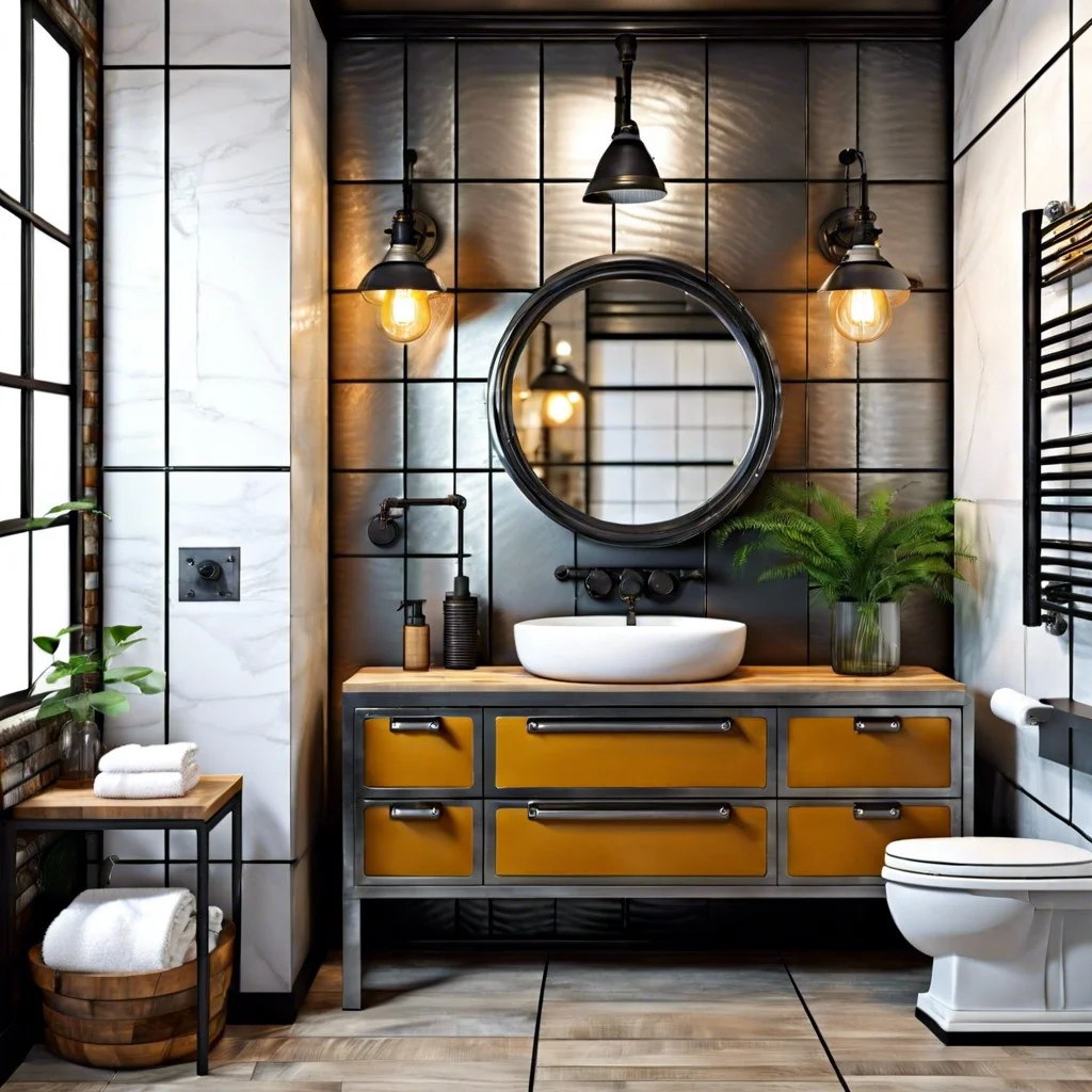 industrial style bathroom trim using steel